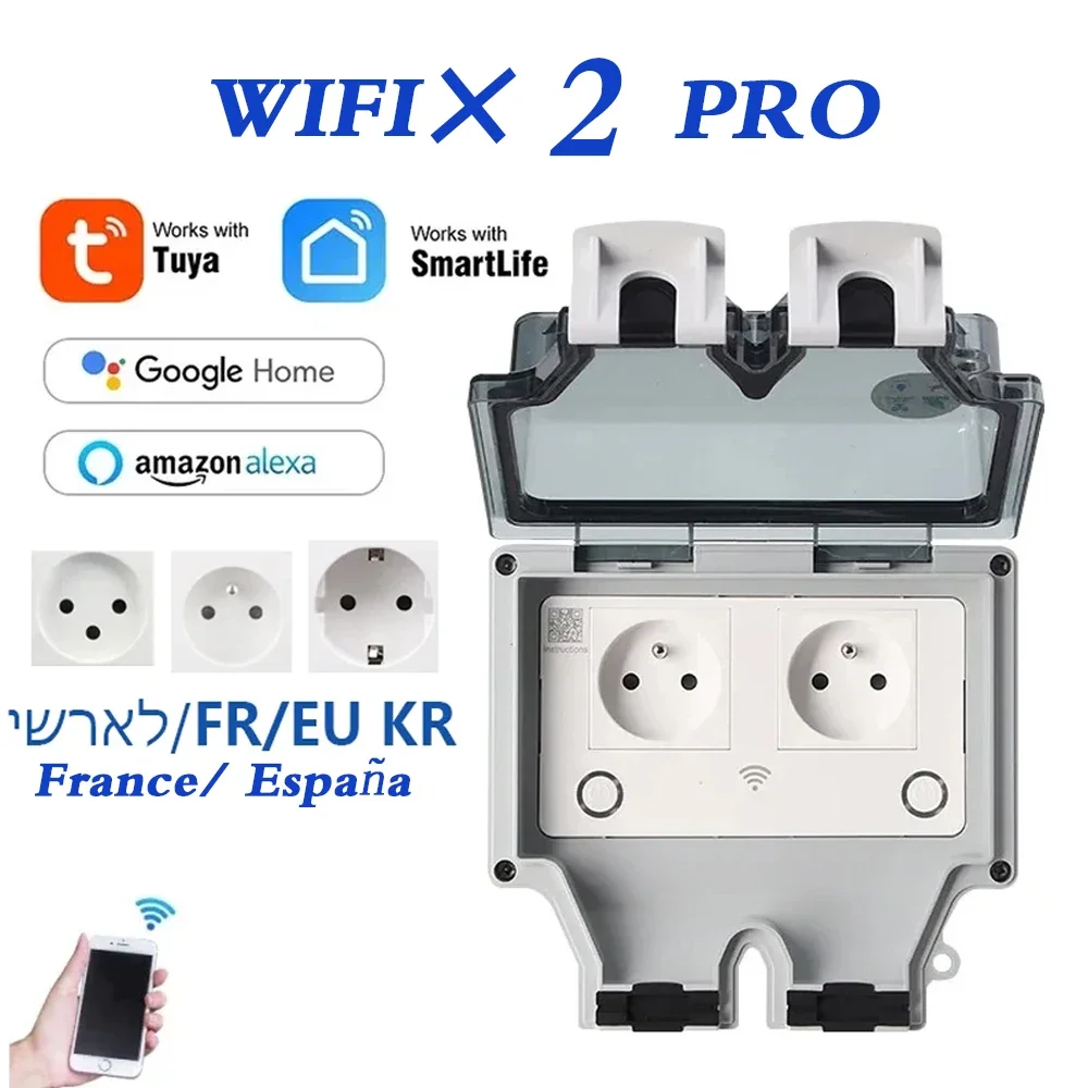 Timer Dual Outlet - Tuya Waterproof Electrical Wall Socket EU