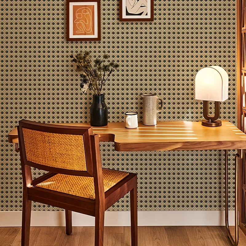 45cm Retro Rattan Pattern Self - Pvc Panel Background ulasan dan harga
