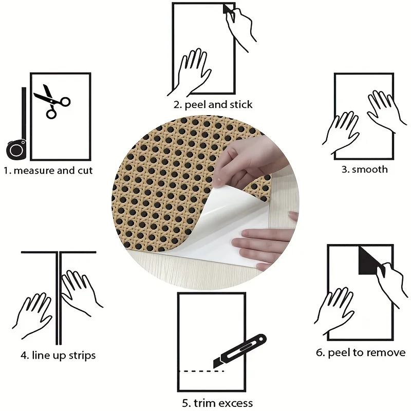 45cm Retro Rattan Pattern Self - Pvc Panel Background ulasan dan harga