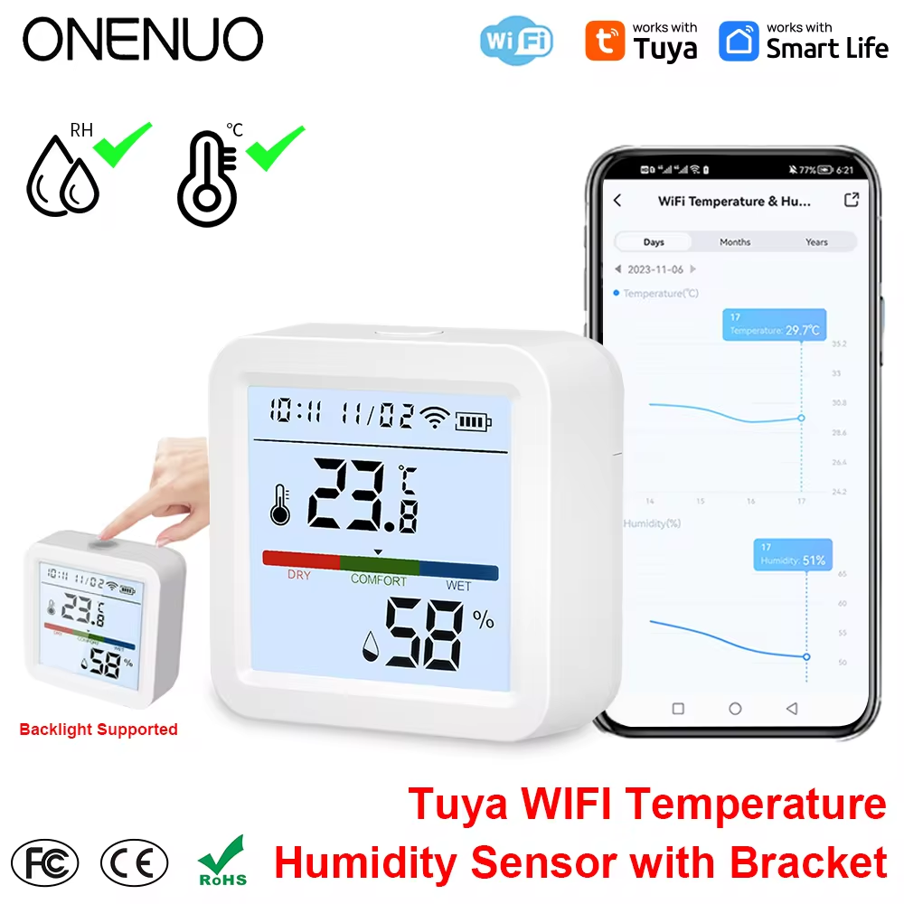 ONENUO Tuya WIFI Temperature H - Digital Hygrometer Probe ulasan dan harga