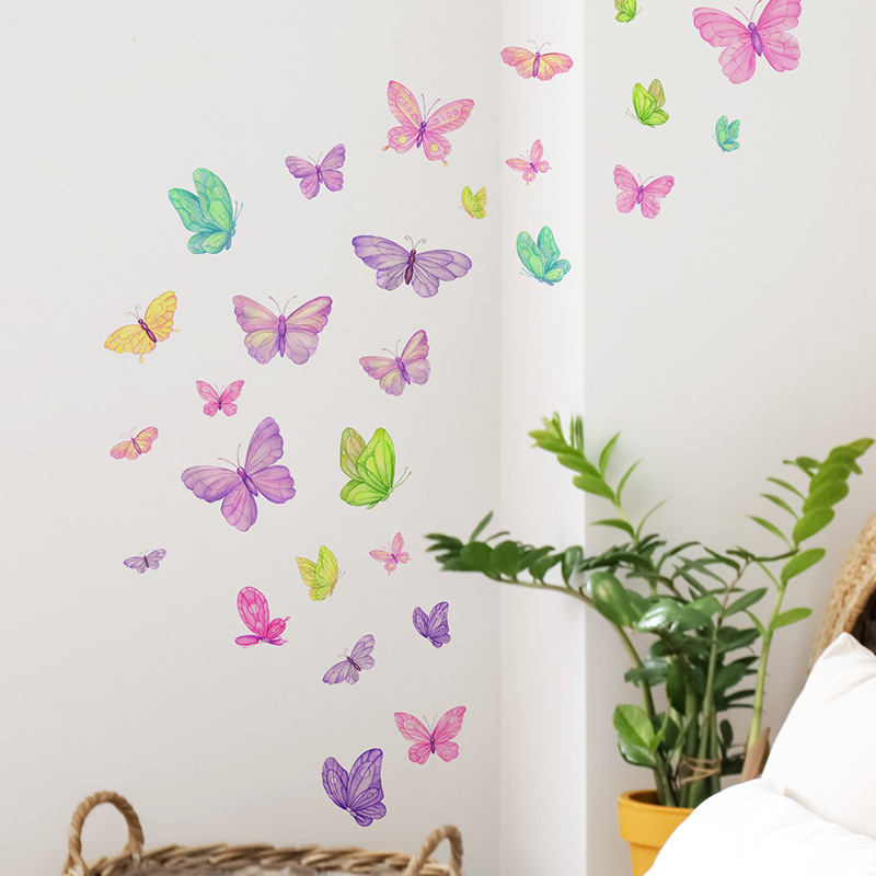 Romantic butterfly Wall Sticke - Pvc Panel Background ulasan dan harga