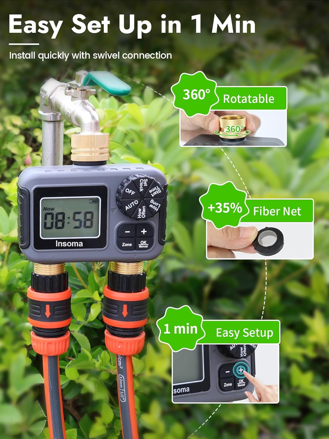 Insoma Smart Irrigation Wateri - Timer Dual Outlet ulasan dan harga