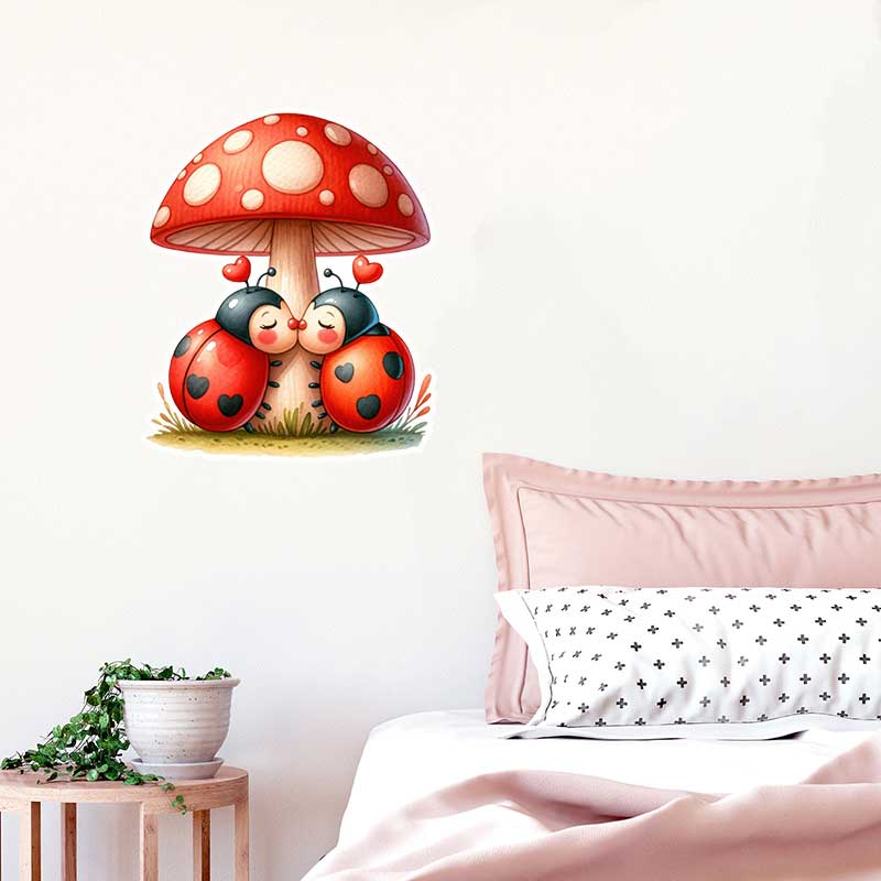 Cute Ladybug Wall Stickers Liv - Pvc Panel Background ulasan dan harga