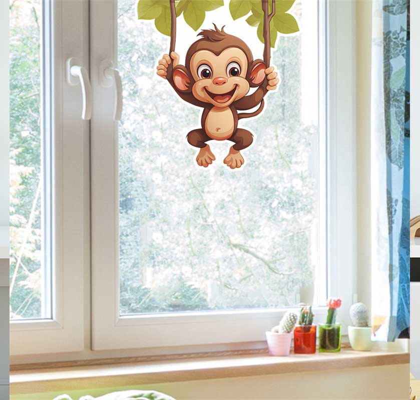 Cute little monkey living room - Pvc Panel Background ulasan dan harga