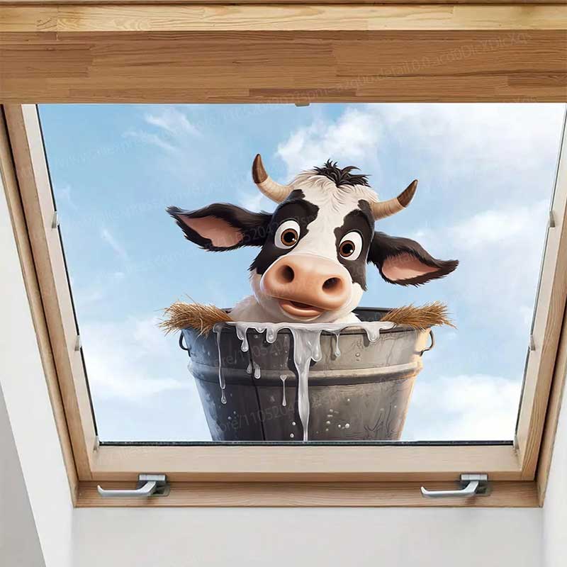 Cute Cow Wall Stickers Self-Ad - Pvc Panel Background ulasan dan harga
