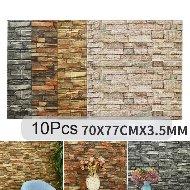10PCS Self Adhesive 3D Brick W - Pvc Panel Background ulasan dan harga